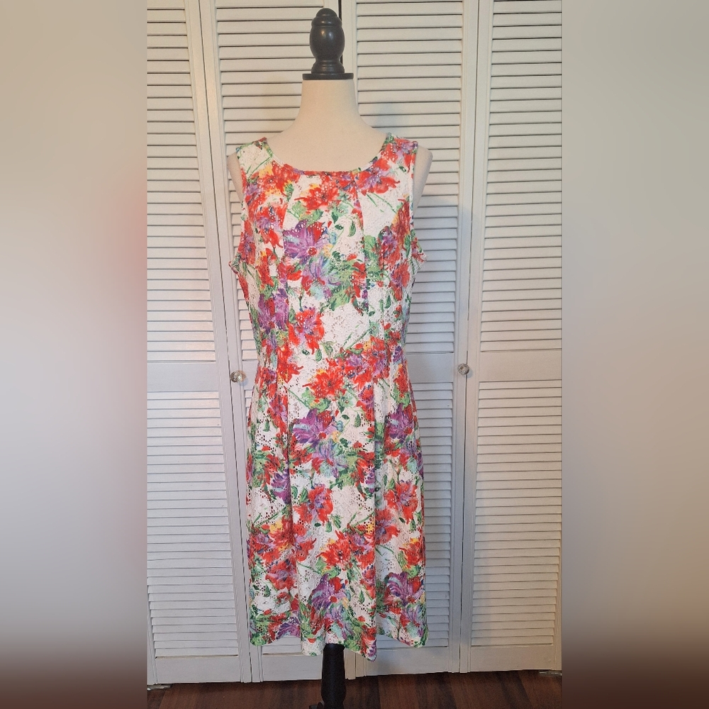 RMLL pleated fit n flare floral lace dress sz 14 *X